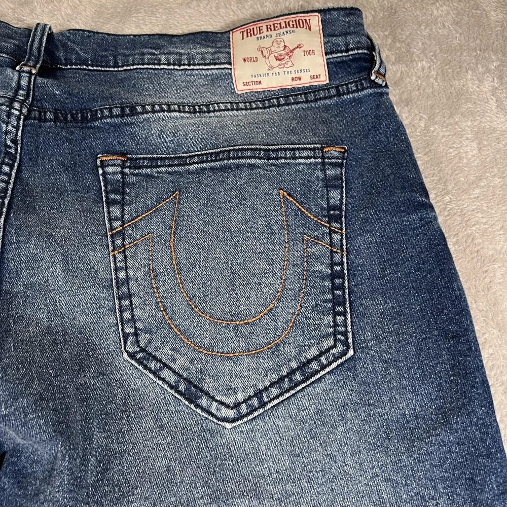 True Religion Jeans Mens 38 Blue Rocco Moto Skinny Relaxed‎ Biker Stretch Denim